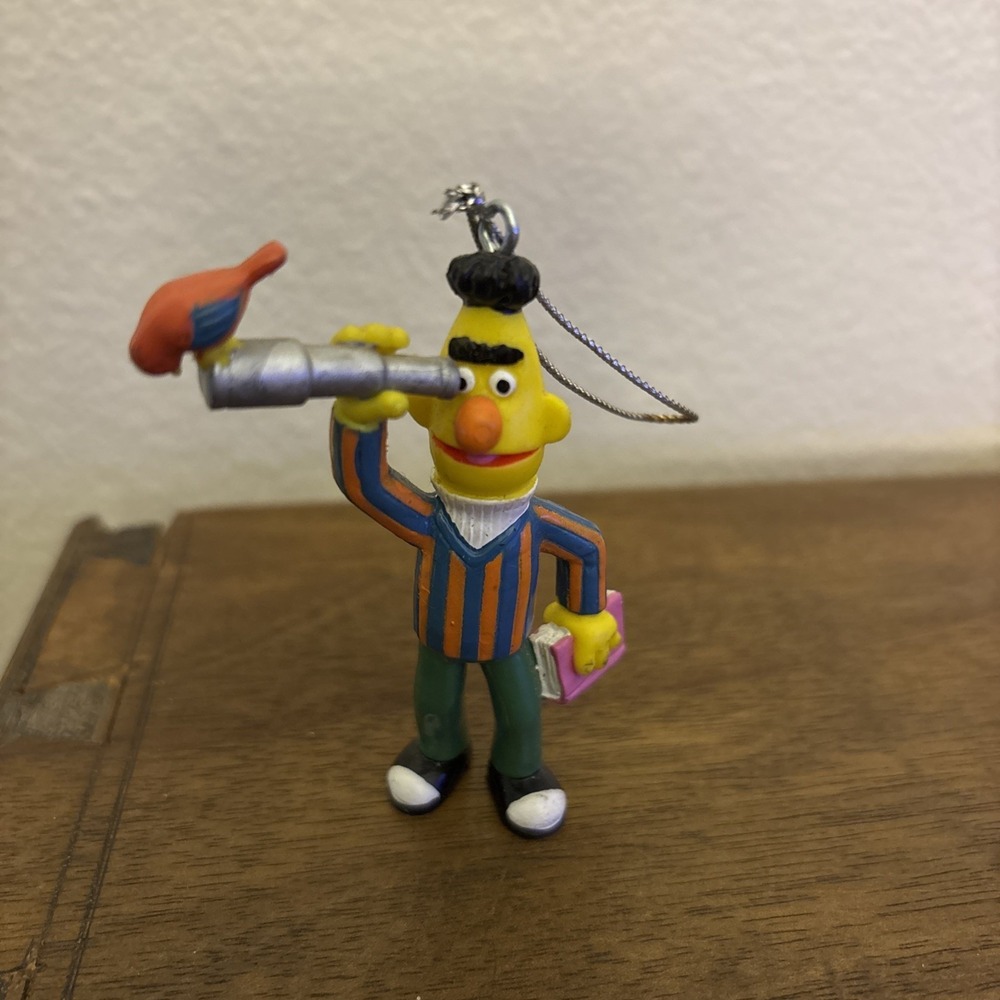 Vtg 80's Applause Muppets Bert Telescope‎ Bird Book 3" PVC Ornament Cake Topper